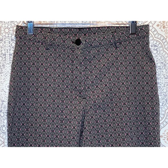 Allison Daley Petite 6P Women's Black & Pink Patterned Trousers - Picture 5 of 11